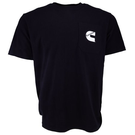 CUMMINS Unisex T-Shirt Short Sleeve Black Cotton Pocket Tee - Large CMN4747